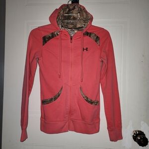 Under Armour Women's Pink and Camo Hoodie